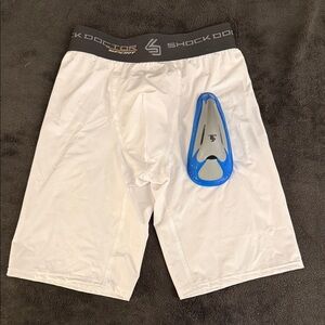 White Compression Boxer with Groin Protection Cup